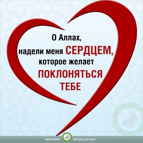 О Аллах, надели меня сердцем, которое желает поклоняться Тебе