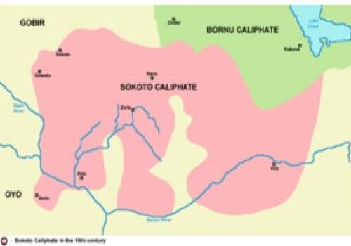Территория халифата Сокото в начале XIX века.